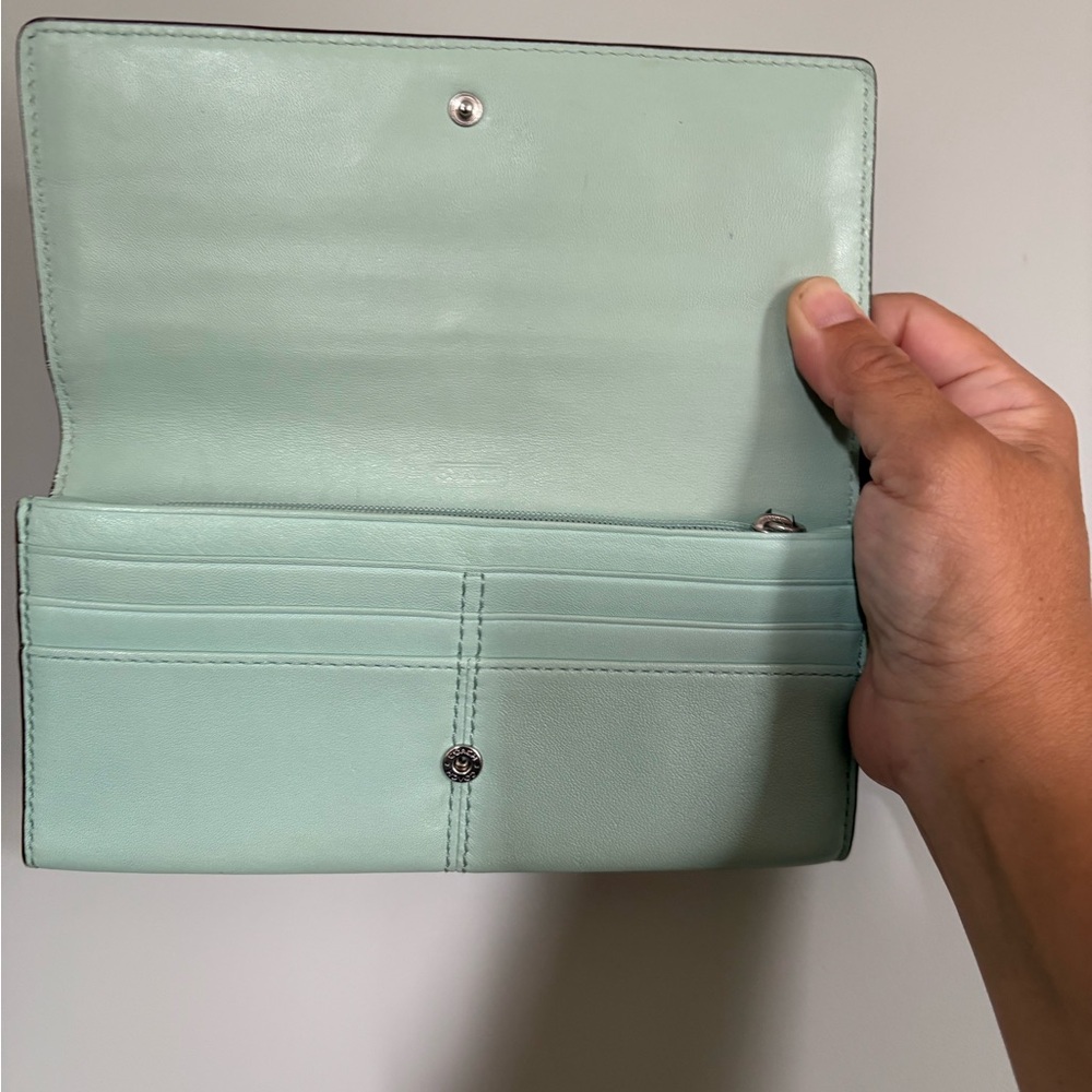 Coach Light Blue Seafoam Leather Women's Wallet - Picture 2 of 8